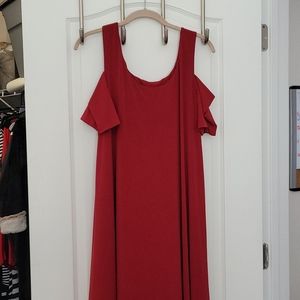 Mynt 1792 Maroon cold shoulder full length dress